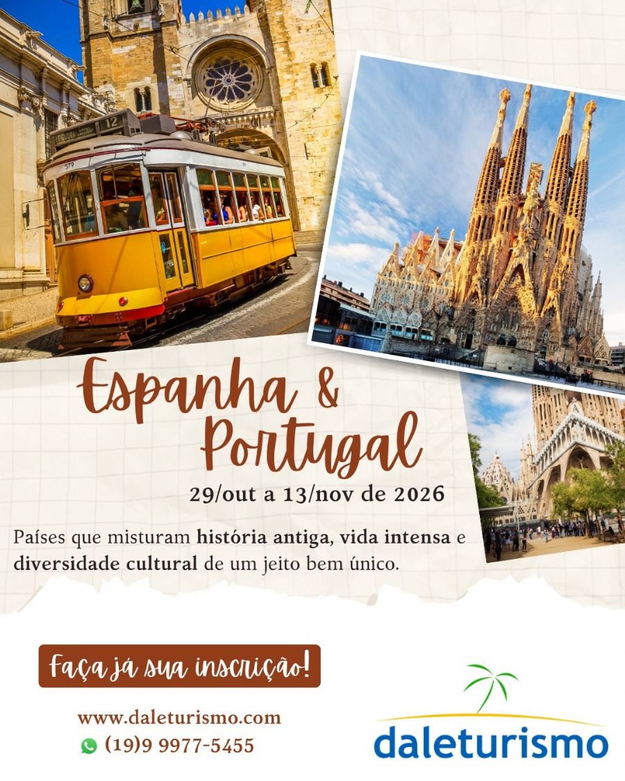 Espanha e Portugal 29 de outubro a 13 de novembro de 2026